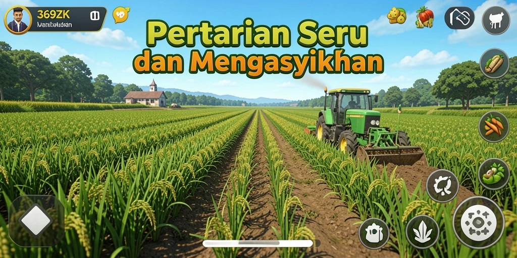 Tampilan gameplay seru saat mengelola kebun di 369ZK.