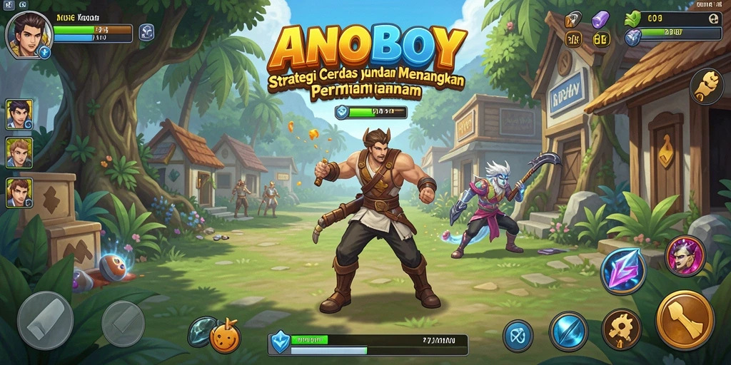 Tampilan gameplay ANOBOY yang menarik dengan elemen strategi.