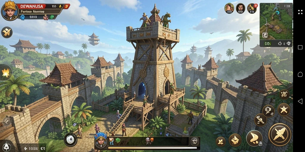 Gameplay menarik DEWANUSA dengan elemen Tower Defense yang menantang.