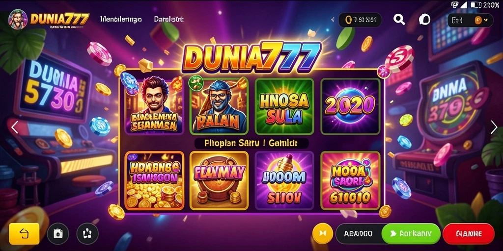 Screenshot utama DUNIA777 dengan gameplay Slot yang seru.