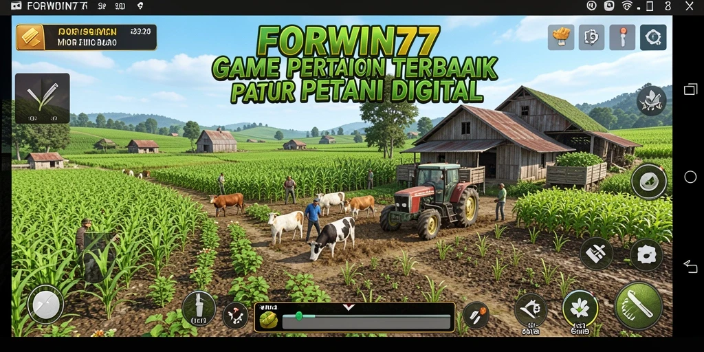 Screenshot gameplay dari FORWIN77, menampilkan aktivitas bertani yang seru.