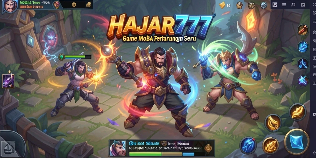 Tampilan seru dari gameplay MOBA HAJAR777
