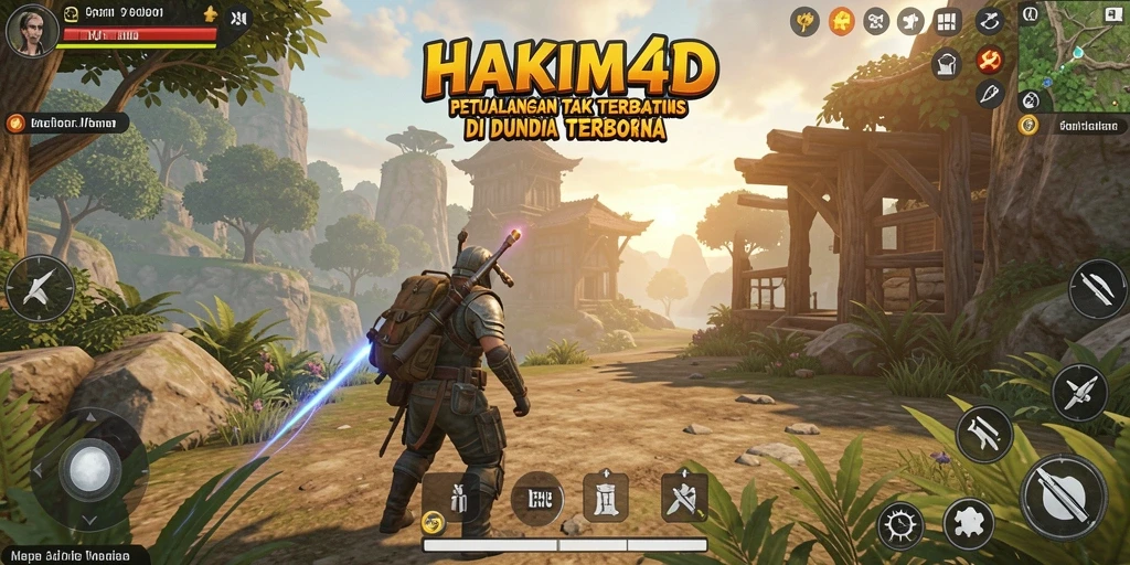 Gameplay HAKIM4D yang menampilkan petualangan di dunia terbuka.