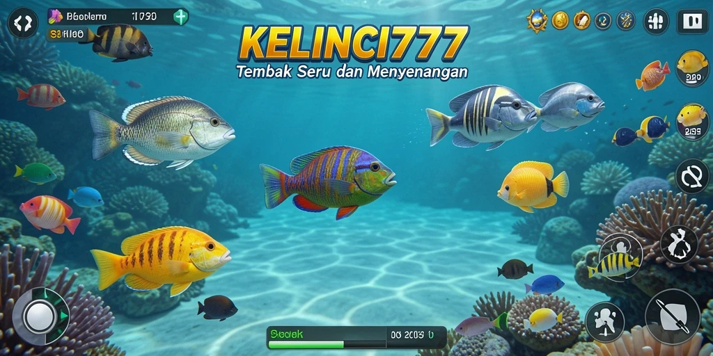 Screenshot utama KELINCI777 menunjukkan aksi Tembak Ikan yang seru.