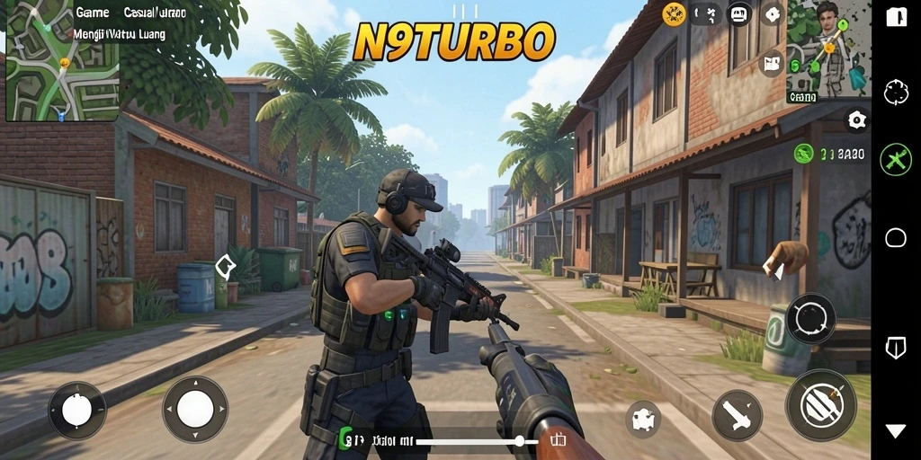 Tampilan gameplay N9TURBO yang seru dan menarik.