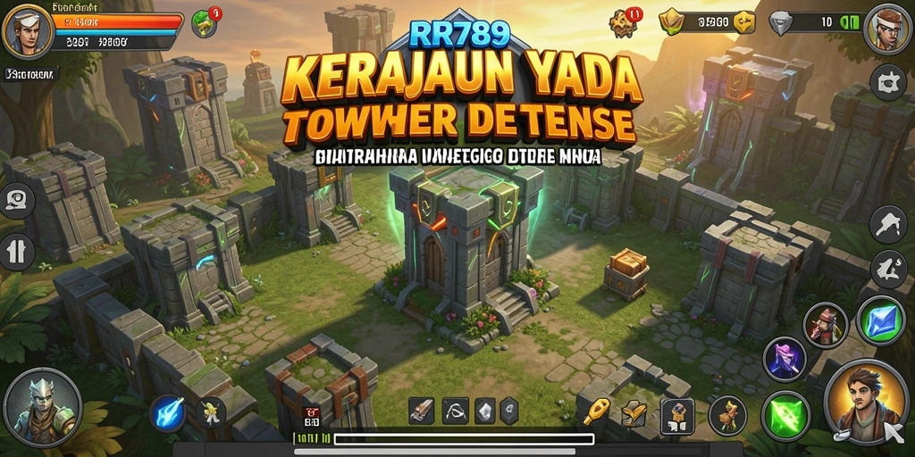 Screenshot gameplay RR789 yang menunjukkan pertahanan strategis di Tower Defense.