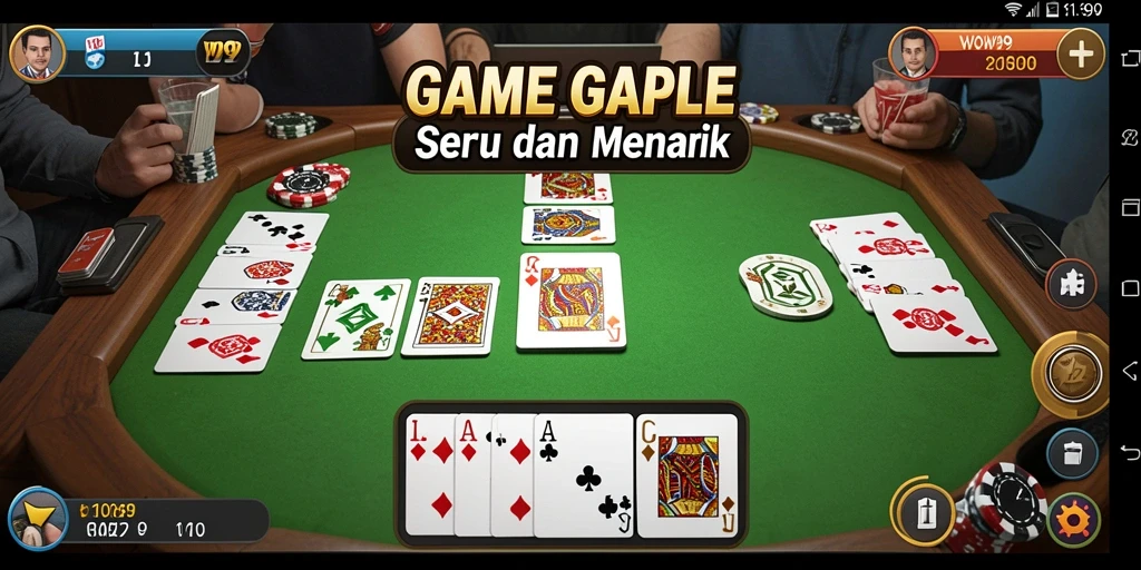 Tampilan gameplay WOW99 yang seru dalam permainan Gaple.