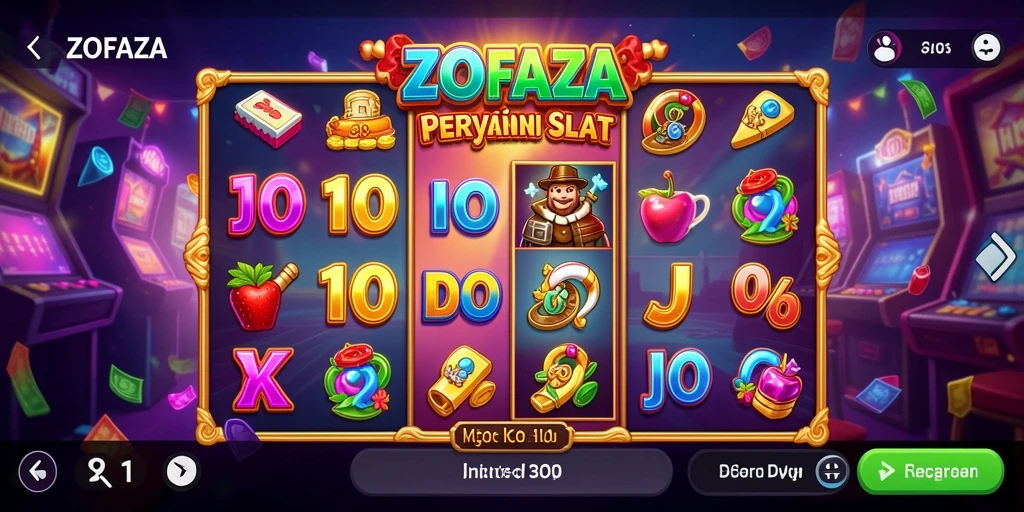 Screenshot ZOFAZA yang menampilkan gameplay slot yang menegangkan.
